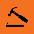 Icon of hammer beat to nail Royalty Free Stock Photo