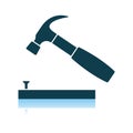 Icon Of Hammer Beat To Nail Royalty Free Stock Photo