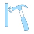 Icon Of Hammer Beat To Nail Royalty Free Stock Photo