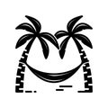 An icon of a hammock hung between two coconut trees Royalty Free Stock Photo