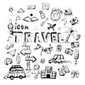 Icon. Hand drawn. travel themed doodle. Vector flat illustration. on white background Royalty Free Stock Photo