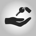 Icon hand holding key isolated Royalty Free Stock Photo