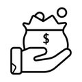 Icon hand holding a money sack graphic Royalty Free Stock Photo
