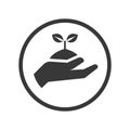 Icon of Hand holding plant in Circle line - vector iconic desig Royalty Free Stock Photo