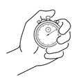 Icon of Hand Holding Stopwatch. Deadline, Punctuality, Time Management, Productivity and Optimization Concept