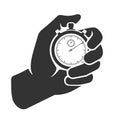 Icon of Hand Holding Stopwatch. Deadline, Punctuality, Time Management, Productivity and Optimization Concept