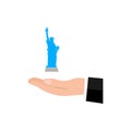 Icon of hand and small statue of liberty. Vector illustration eps 10 Royalty Free Stock Photo