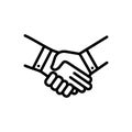 Black line icon for Handshake, deal and pledge