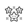 Black line icon for Happiness, star and smile