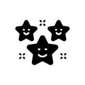 Black solid icon for Happiness, star and smile Royalty Free Stock Photo