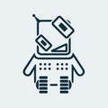 Icon of a happy robot in a linear style