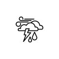 Icon. Haze storm, clouds, wind and rain. Thunderclouds, Windy weather
