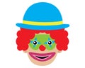 Icon of head of clown with hat. Vector illustration. Royalty Free Stock Photo