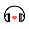 Icon with headphones in a flat style on white background Royalty Free Stock Photo