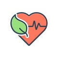 Color illustration icon for Health, well being and ehealth