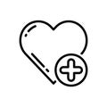 Black line icon for Healthy, cardiac and healthcare