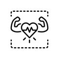 Black line icon for Healthy, robust and cardiac