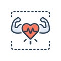 Color illustration icon for Healthy, robust and cardiac