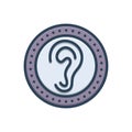 Color illustration icon for Hear, listen and ear