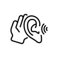 Black line icon for Hearing, ability to hear and secret Royalty Free Stock Photo
