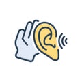 Color illustration icon for Hearing, ability to hear and audible Royalty Free Stock Photo