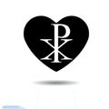 Icon heart. A symbol of happy love. Valentine s Day. Flat style for design, logo. Shadow. Vector. Chi RHO symbol with drop shadow.