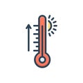 Color illustration icon for Heat, caloric and temperature