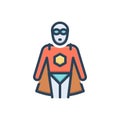 Color illustration icon for Heroes, super hero and actor