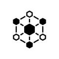 Black solid icon for Hexagonal Interconnections, interconnections and architecture