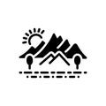 Black solid icon for Hill, countryside and environment Royalty Free Stock Photo