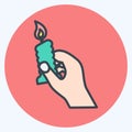 Icon Holding Candle. suitable for Hand Actions symbol. color mate style. simple design editable. design template vector. simple Royalty Free Stock Photo