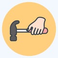 Icon Holding Hammer. suitable for Hand Actions symbol. color mate style. simple design . design template . simple Royalty Free Stock Photo