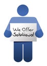 Icon holding a we offer solutions sign. Royalty Free Stock Photo