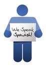 Icon holding a we speak spanish sign. Royalty Free Stock Photo