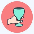 Icon Holding Wine Goblet. suitable for Hand Actions symbol. color mate style. simple design editable. design template vector. Royalty Free Stock Photo