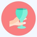 Icon Holding Wine Goblet. suitable for Hand Actions symbol. flat style. simple design editable. design template vector. simple Royalty Free Stock Photo