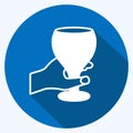 Icon Holding Wine Goblet. suitable for Hand Actions symbol. long shadow style. simple design editable. design template vector. Royalty Free Stock Photo