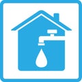 Icon with home, spigot and drop of water Royalty Free Stock Photo