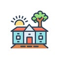 Color illustration icon for Homestead, barton and belongings