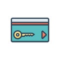 Color illustration icon for Hotel Card, electronic and access