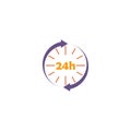 24 7 icon. 24 hour service clock icon. Open 24 hours arrow icon isolated on white background