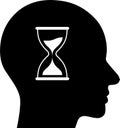 The icon with hourglass in human head as concept of patience