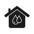 Icon house and drops. Protection against water leaks. House with running water. Vector illustration. Eps 10.