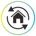 icon of house maintenance, home update 360, tech sync buildings, flat symbol Royalty Free Stock Photo