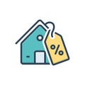 Color illustration icon for House For Sale, architecture and mortgage