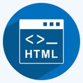 Icon HTML. suitable for Programming symbol. long shadow style. simple design editable. design template vector. simple symbol