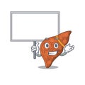 An icon of human fibrosis liver mascot design style bring a board