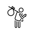 Black line icon for Hunting, bindle and poverty Royalty Free Stock Photo