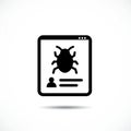Icon illustrating a computer bug report or software error. Features a stylized image of Royalty Free Stock Photo