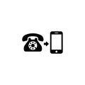 Simple Flat Design Old Telephone to Modern Smartphone Communication Icon Royalty Free Stock Photo